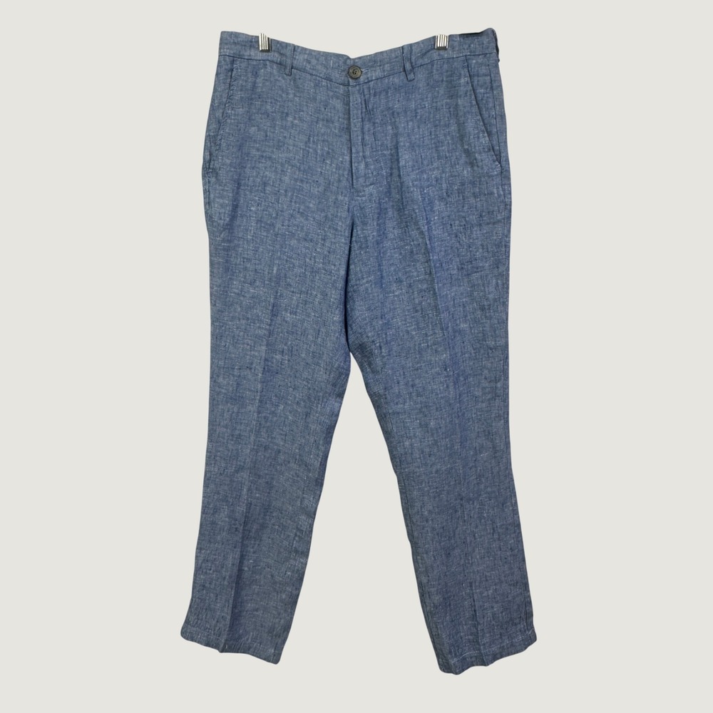 Tasso Elba Linen Pants 30W 30L Blue Coastal Summer Beach Trousers